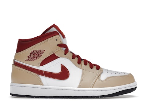 Air Jordan 1 Mid Beige White Red - 554724-201