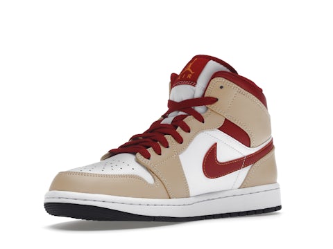 Air Jordan 1 Mid Beige White Red - 554724-201