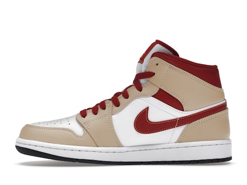 Air Jordan 1 Mid Beige White Red - 554724-201