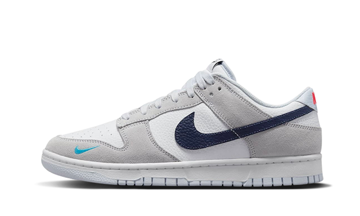 Nike Dunk Low White Grey Navy Aqua Mini Swoosh - FJ4227-001